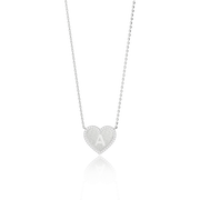 Rhodium Plated Sterling Silver Heart Initial Necklace AW24N003R