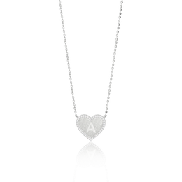 Rhodium Plated Sterling Silver Heart Initial Necklace AW24N003R