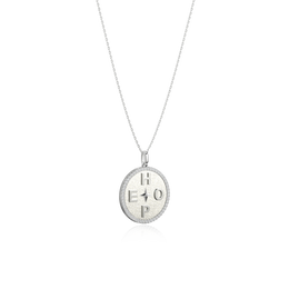Sterling Silver Rhodium Plated Personal Story Medallion Necklace – Lucky Symbol & Engravable AW24N001R