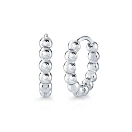 Italgem Veloria Mini Stainless Steel 11MM Beaded Kid's Hoop Earrings