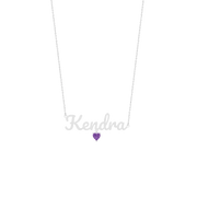 Customizable Rhodium Plated Sterling Silver Heart Birthstone Name Necklace SN001R