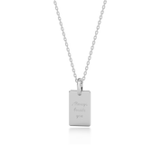 Rhodium Plated Silver Rectangle Engravable Necklace SP003