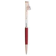 Swarovski Crystalline, Red Lacquered, Rose Gold-Tone, Ballpoint Flower Bell Pen