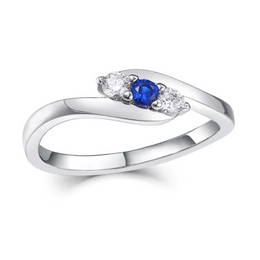 Curve Family Ring 3-5 Birthstones, Available in Sterling Silver, White Gold or Yellow Gold