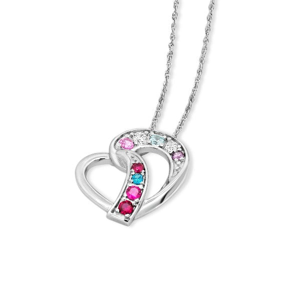 Personalized Knotted Heart Family Birthstone Necklace