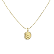 18K Yellow Gold Plated Round MemoraCarve Necklace
