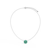 Rhodium Plated Silver Malachite Initial Necklace SS25N002R
