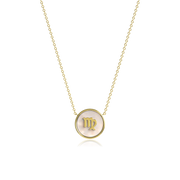 Customizable Yellow Gold Plated Silver Pearl Zodiac Necklace SS25N002G