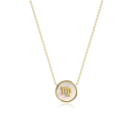 Customizable Yellow Gold Plated Silver Pearl Zodiac Necklace SS25N002G