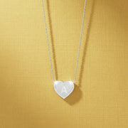 Rhodium Plated Sterling Silver Heart Initial Necklace AW24N003R