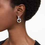 Swarovski Dextera Interlocking Silver Tone Hoop Earrings