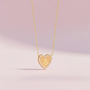 18k Yellow Gold Plated Silver Heart Initial Necklace AW24N003G