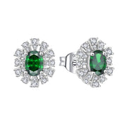 Casablanca Sterling Silver Green Oval Earrings