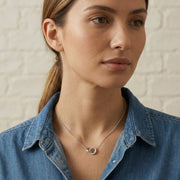 Rhodium Plated Silver Infinite Linked Circle Necklace
