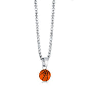 Italgem Junior Orange Stainless Steel Black Ip Basketball Pendant 18+2