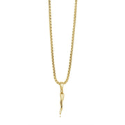 Italgem Junior Yellow Gold Plated Stainless Steel Small Cornetto Pendant 18+2