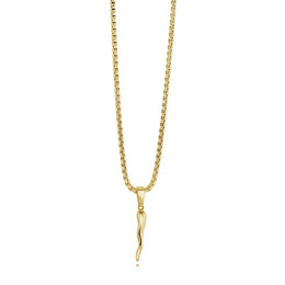 Italgem Junior Yellow Gold Plated Stainless Steel Small Cornetto Pendant 18+2