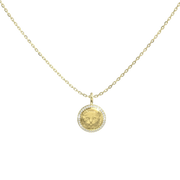 18K Yellow Gold Plated Round MemoraCarve Necklace