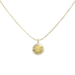 Yellow Gold Plated Round MemoraCarve Necklace