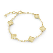 Italgem Veloria Mini Yellow Gold Plated Stainless Steel 9MM Lucky Clover 2.2MM Oval Link 6.5+1