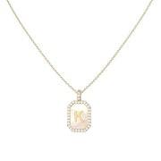 Customizable Yellow Gold Plated Silver Pearl Initial Zodiac & Initial Gemstone Pendant Necklace – Octagon AW24N004G