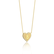 18k Yellow Gold Plated Silver Heart Initial Necklace AW24N003G