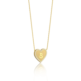 Yellow Gold Plated Silver Heart Initial Necklace AW24N003G