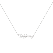 Customizable Rhodium Plated Sterling Silver Classic Name Script Necklace SN020R
