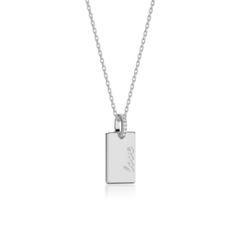 Rhodium Plated Silver Rectangle Engravable Necklace SP003
