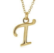 Italgem Stainless Steel Cursive Letter Necklace (Choose Your Initial)