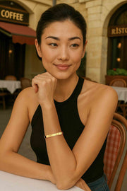 Customizable Yellow Gold Plated or Sterling Silver Charm ModuType Cuff Bracelet SS25B001G