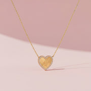 18k Yellow Gold Plated Heart Initial Necklace AW24N008A