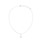 Rhodium Plated Silver Rectangle Engravable Necklace SP003