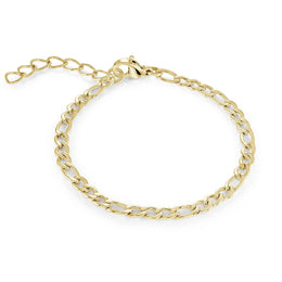 Italgem Veloria Mini Yellow Gold Plated Stainless Steel Polished 3MM Figaro 5+1