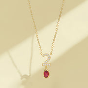 Custom Yellow Gold Plated CZ Number Birthstone Necklace