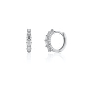 Casablanca 12MM Rhodium Plated Sterling Silver 0.50ctw Lab Grown Diamond Huggie Hoop Earrings
