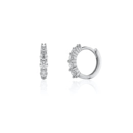 Casablanca 12MM Rhodium Plated Sterling Silver 0.50ctw Lab Grown Diamond Huggie Hoop Earrings