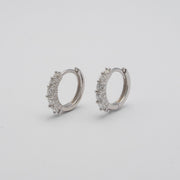 Casablanca 12MM Rhodium Plated Sterling Silver 0.50ctw Lab Grown Diamond Huggie Hoop Earrings