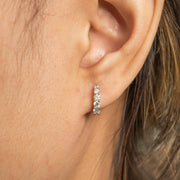 Casablanca 12MM Rhodium Plated Sterling Silver 0.50ctw Lab Grown Diamond Huggie Hoop Earrings
