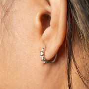Casablanca 12MM Rhodium Plated Sterling Silver 0.50ctw Lab Grown Diamond Huggie Hoop Earrings