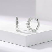 Casablanca 12MM Rhodium Plated Sterling Silver 0.50ctw Lab Grown Diamond Huggie Hoop Earrings