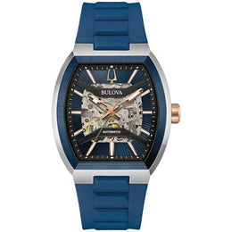 Bulova Men's Blue Dial HNBR Rubber Maquina 98A318 Watch