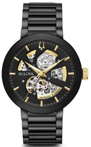 Bulova Futuro Men's Black Gold Accent Stainless Steel Watch