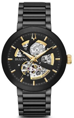 Bulova Futuro Men's Black Gold Accent Stainless Steel Watch