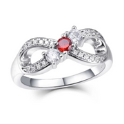 Infinity Family Ring (3 Birthstones, Available in Sterling Silver, White Gold or Yellow Gold)