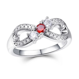 Infinity Family Ring (3 Birthstones, Available in Sterling Silver, White Gold or Yellow Gold)