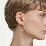 Swarovski Matrix Round-Cut Crystal Yellow Gold Tone Hoop Earrings