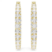 Swarovski Matrix Round-Cut Crystal Yellow Gold Tone Hoop Earrings