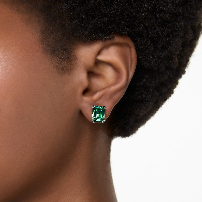 Swarovski Matrix Green Rectangle Stud Earrings
