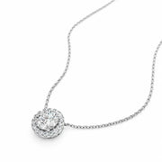 0.50CT TDW Lab Grown Diamond Halo Necklace in Rhodium Plated Sterling Silver
